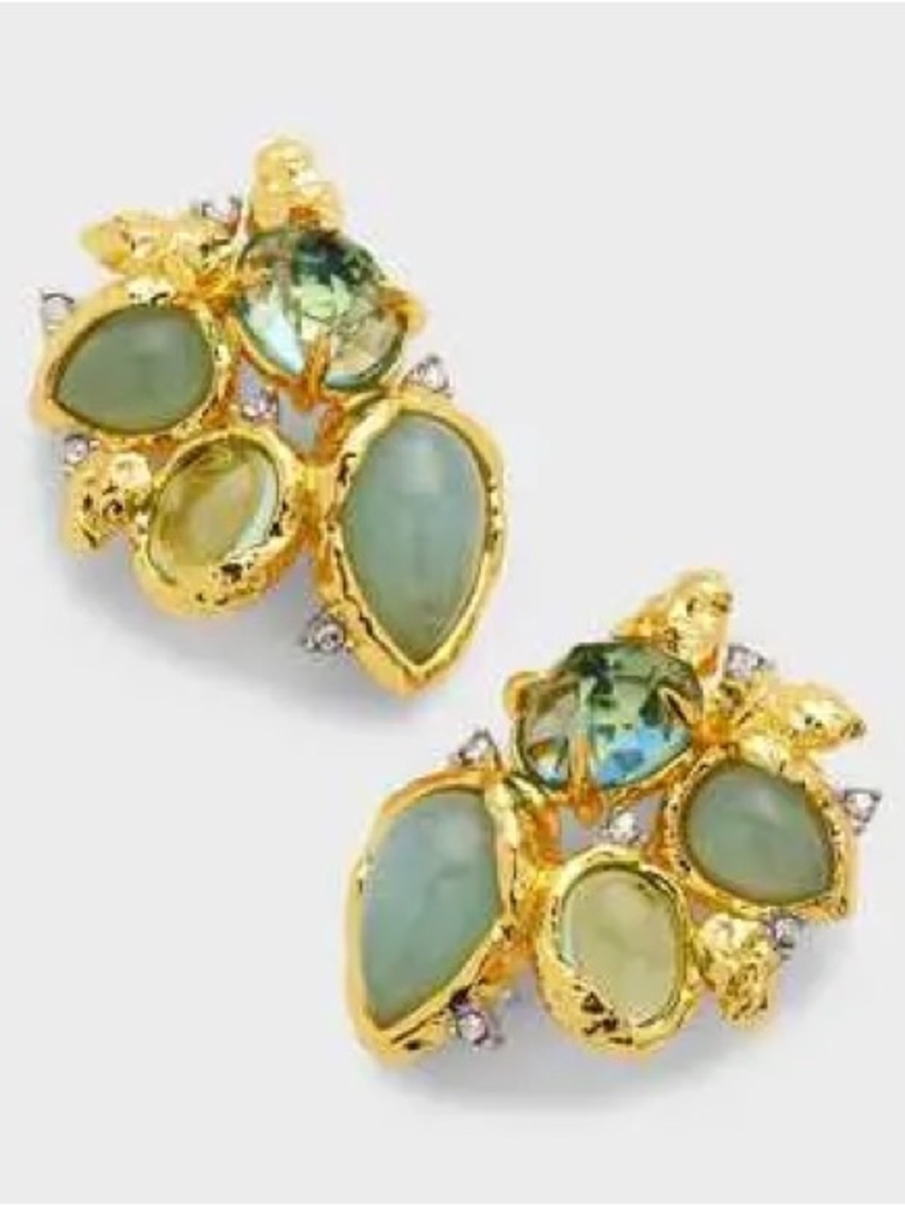 Alexis Bittar 14K Gold Plated Brass Aquamarine Pebble Cake Cluster Earrings